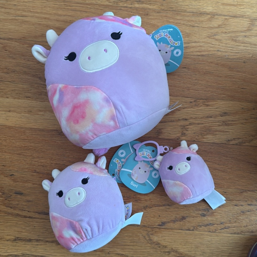 Squishmallow Suri Sunset Cow 3-Pack 3.5in 5in 8in BNWT